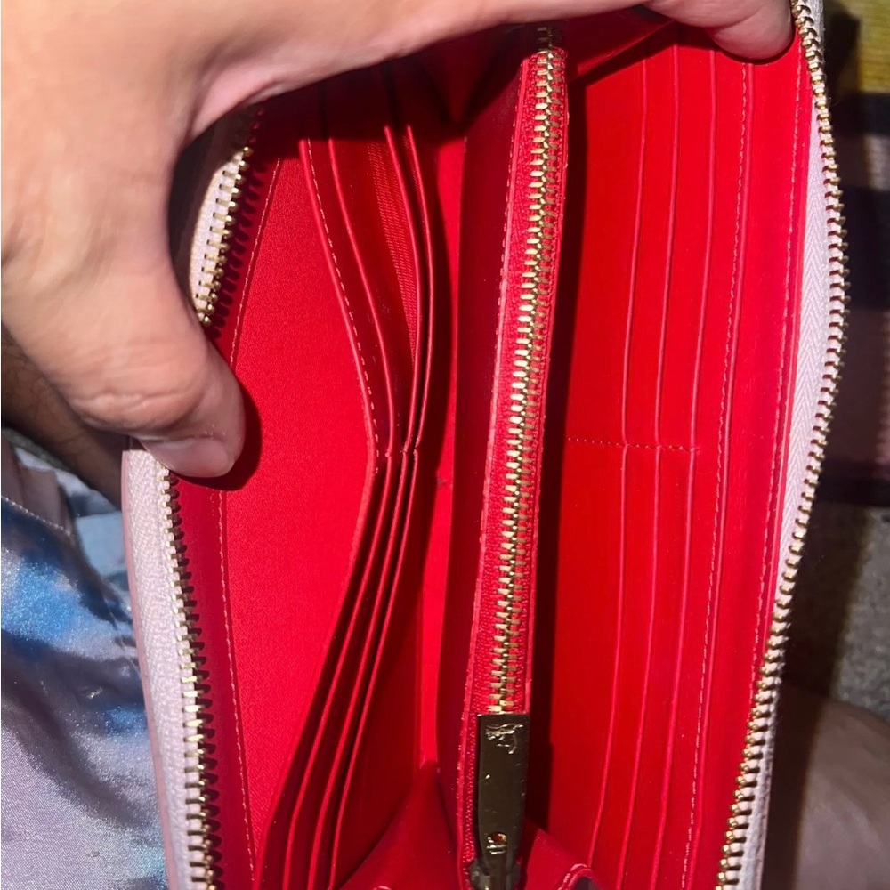 Christian Louboutin Nude Pearl-Studded Leather Wallet - Picture 5 of 8